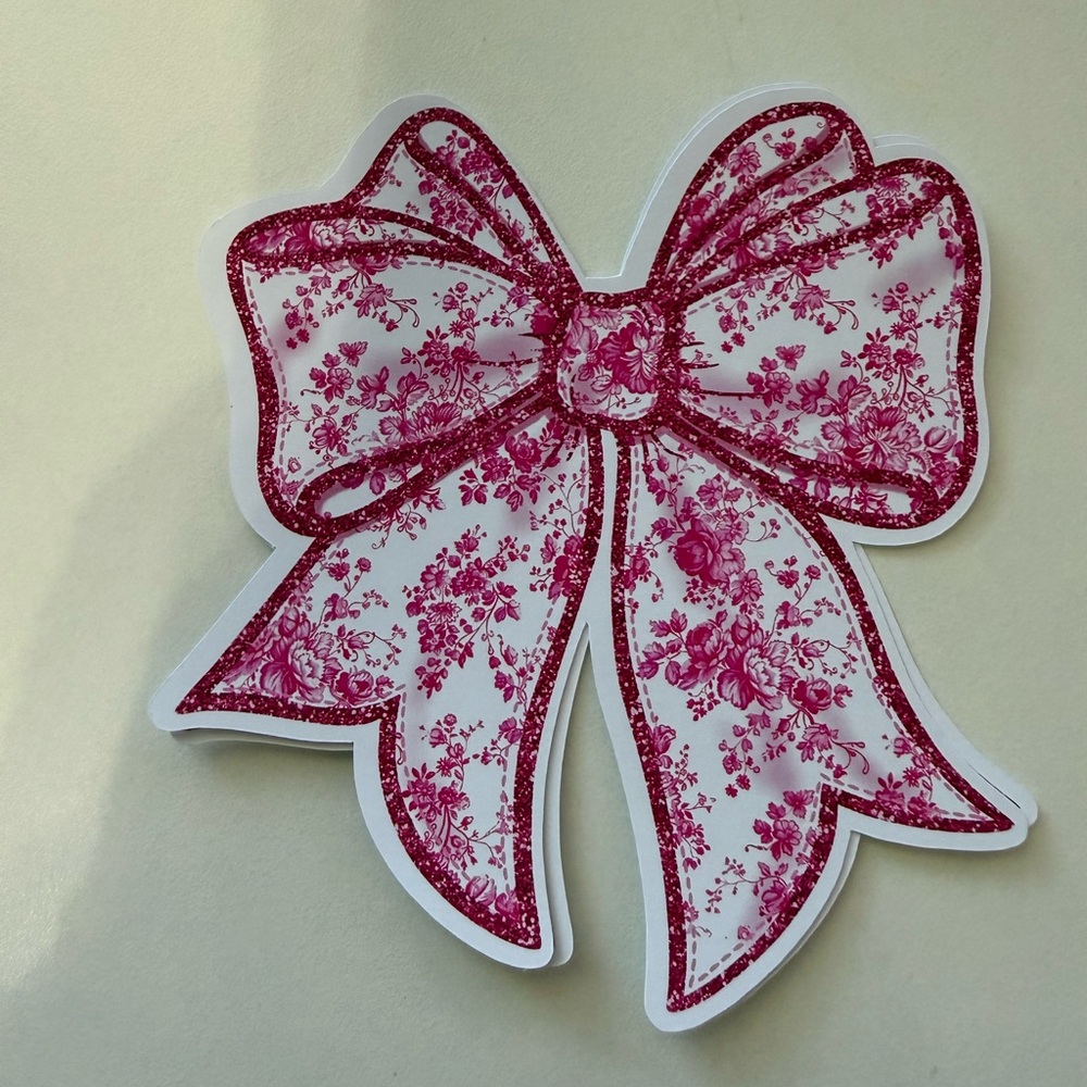Pink floral  bow card stock‎ car freshie scent varie air freshener croquet